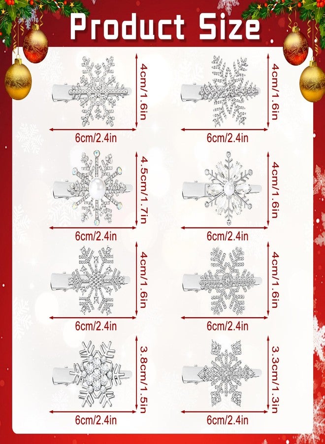 AUGSUN 8Pcs Christmas Snowflake Rhinestone Hair Clips, Winter Crystal Snowflake Hairpins Festive Costume Accessories for Women Xmas Holiday Party Gifts - Image 2